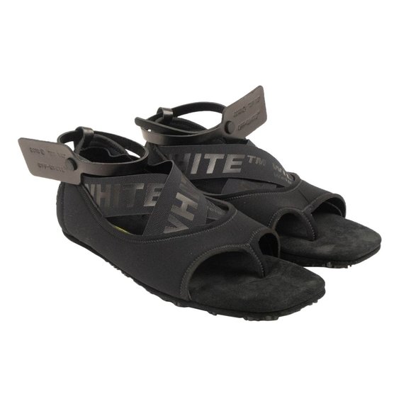 OFF-WHITE C/O VIRGIL ABLOH Black Yoga Flat Shoes Sandals Size 5/35 $875 - Picture 2 of 5